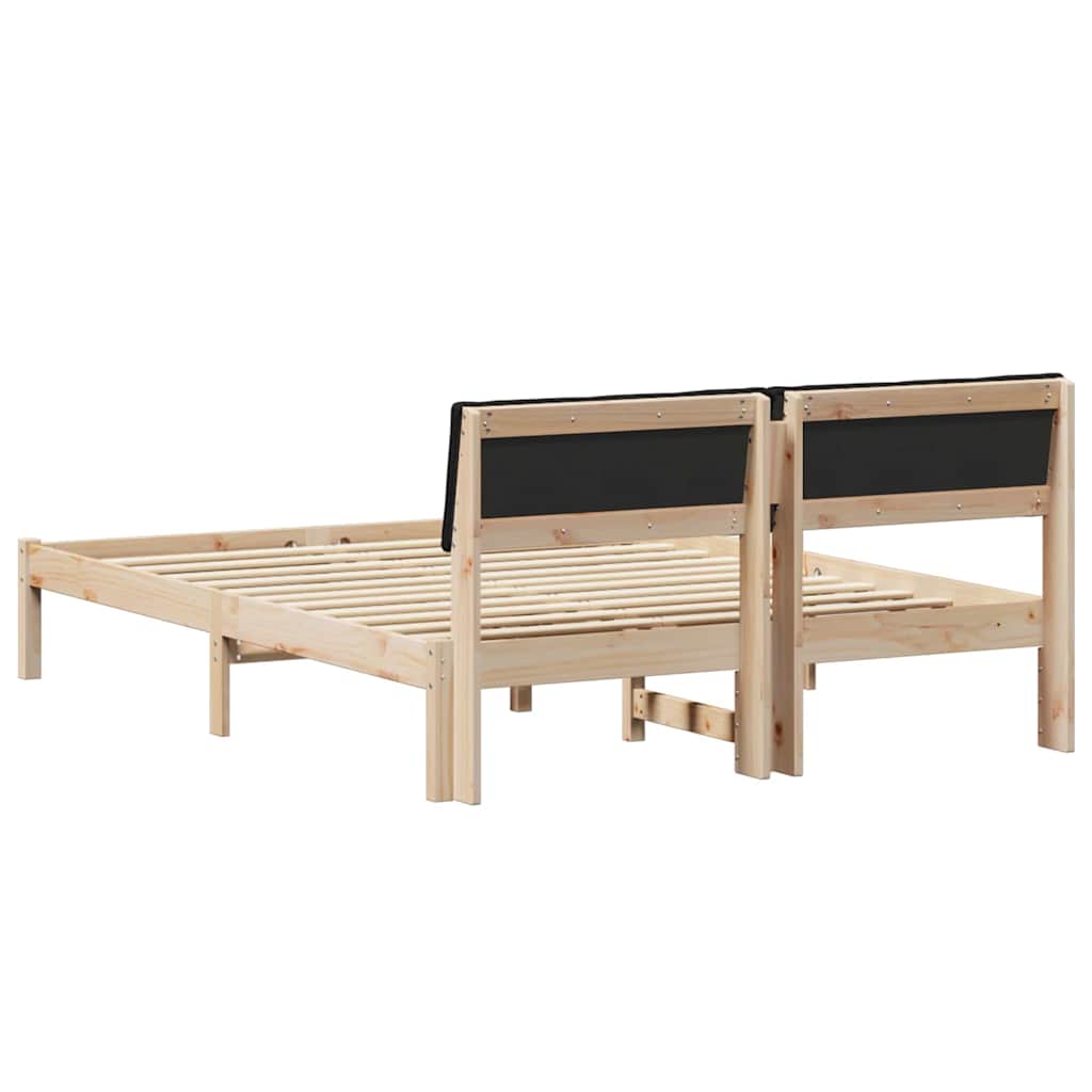 Bed frame Brown and black 140 x 200 cm Solid pine wood